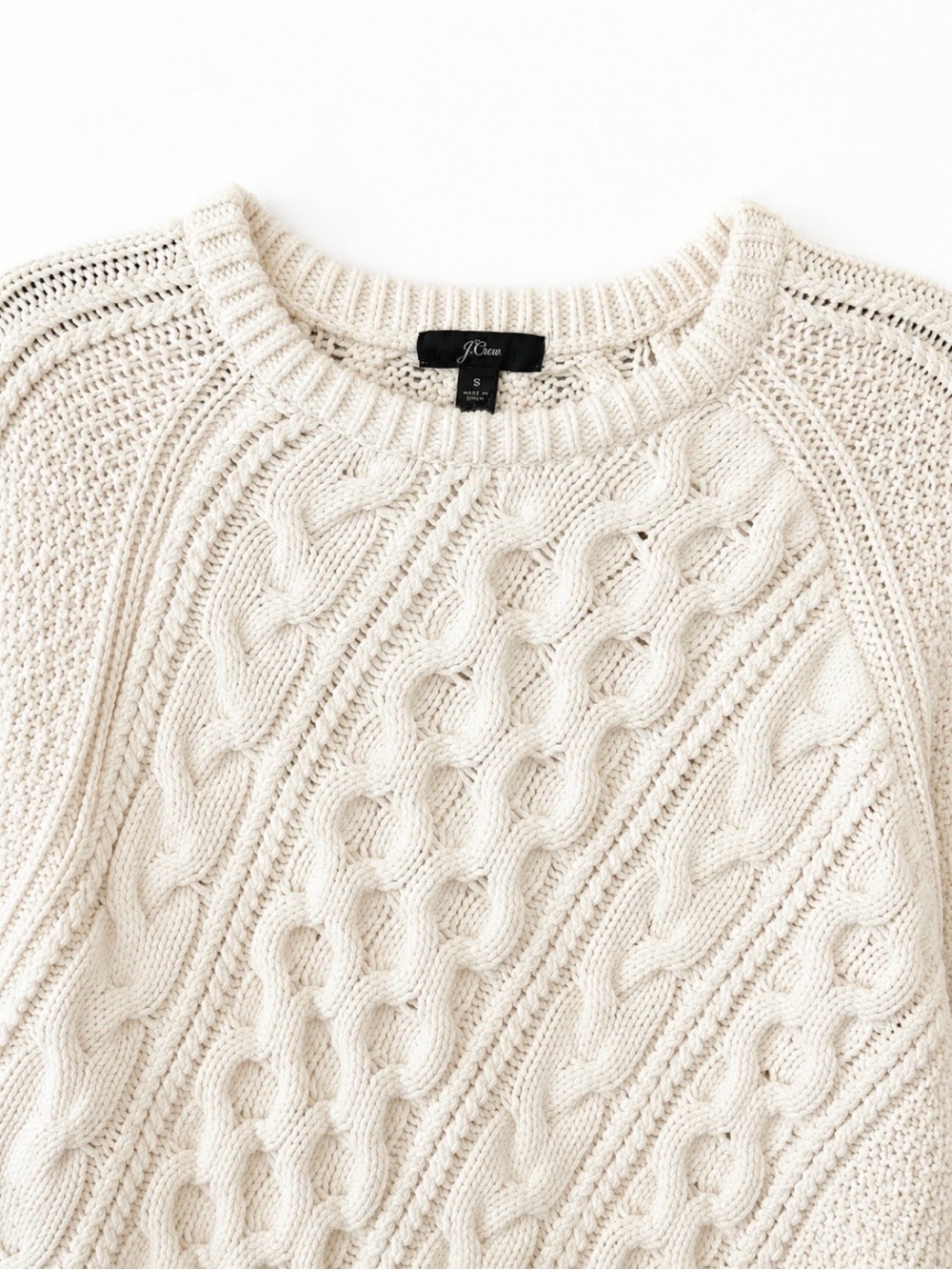 J. Crew Off-White Cable Knit Crewneck Sweater Size Small - Picture 2 of 3